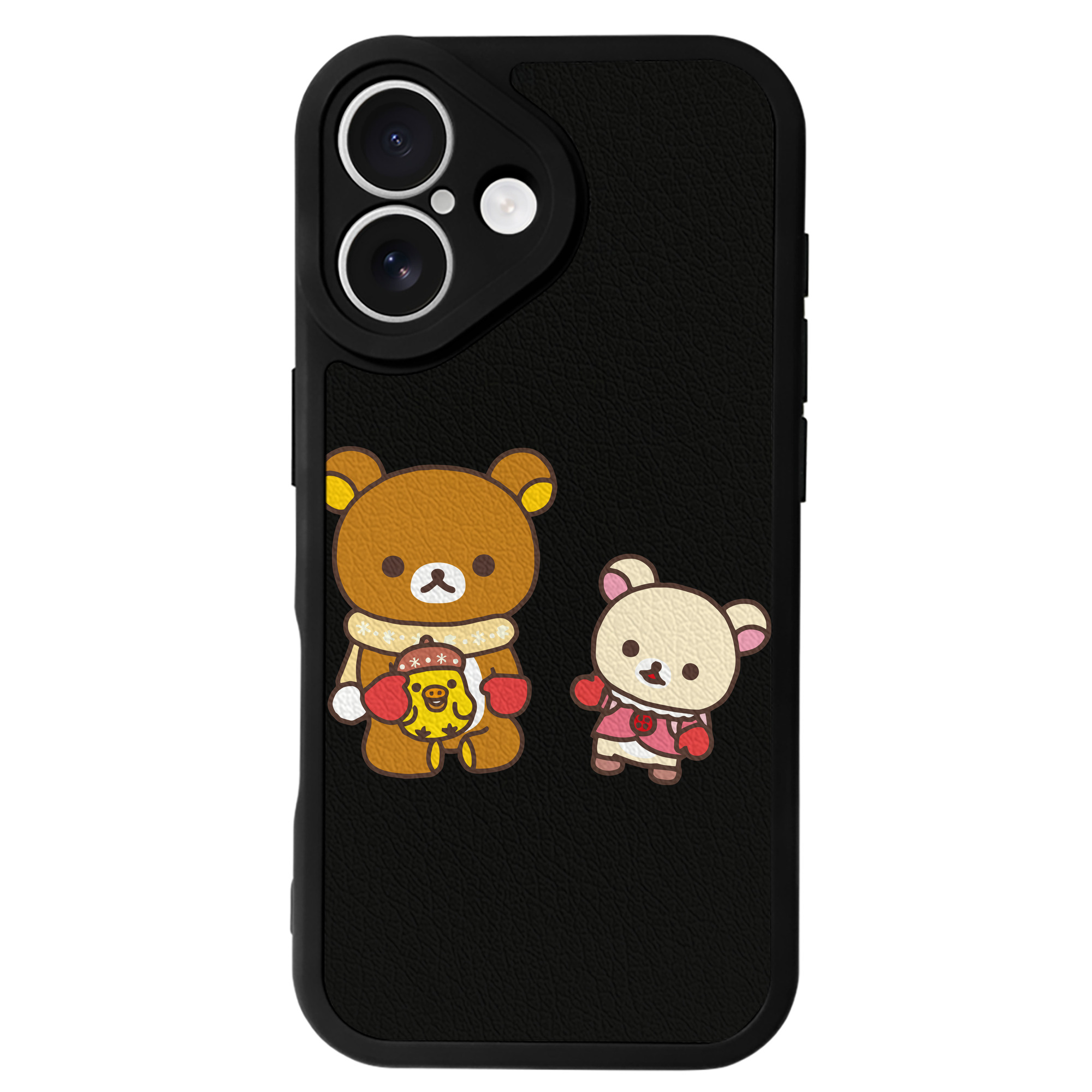 （画像用） リラックマ リラックマ キイロイトリ Rilakkuma Korilakkuma Kiiroitori 【iPhone 16シリーズ対応】シリコンスマホケース（レザー調） 材質：シリコン